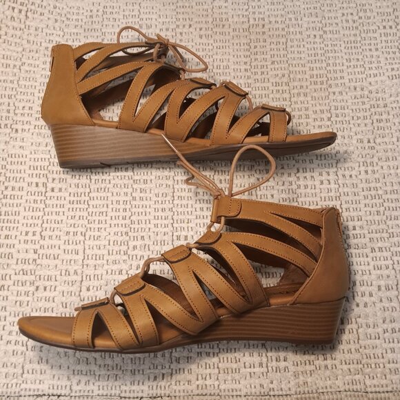 Brash women's lace up ankle high gladiator sandals low wedge heel sz 12 - Picture 4 of 13
